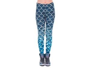 Ladies motive Leggings Scale pattern white blue