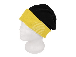 Long Beanie Slouch Turn Design black/yellow