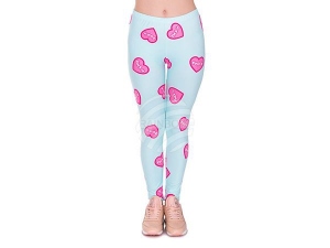 Ladies motive Leggings Hearts Fuck it light blue pink
