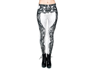 Leggins con motivos para mujer Design Huesos color blanco