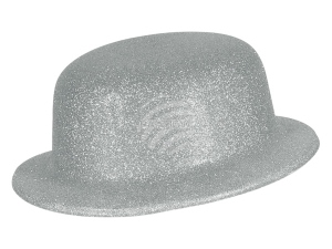 Melon hat glittering silver