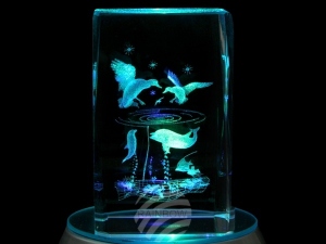 Crystal cuboid Hummingbirds Whales