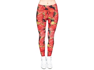 Ladies motive Leggings Design Strawberries color black