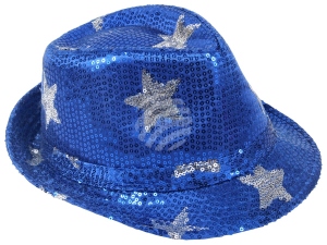 Trilby hat with stars blue