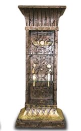 Column showcase with lamp dark colored 101 cm