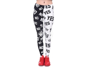 Ladies motive Leggings Design Yes, No black-and-white