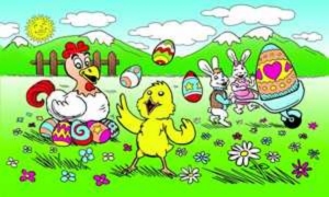 Flag Easter with mountains