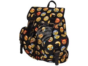 Mochila con bolsillos laterales Emoticons negro