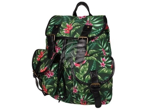 Mochila con bolsillos laterales Plantas verdes