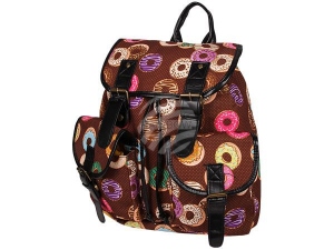 Mochila con bolsillos laterales Donuts marrn