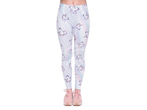 Ladies motive Leggings Unicorn white/lilac Model B