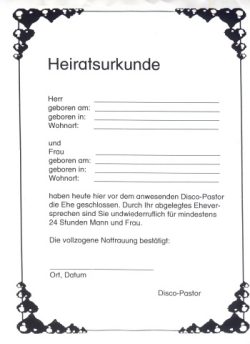 Certificate of marriage