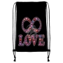Turnbeutel Gymsac Design schwarz Infinite Love multicolor