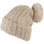Knitted cap Long Beanie Slouch with bobble beige